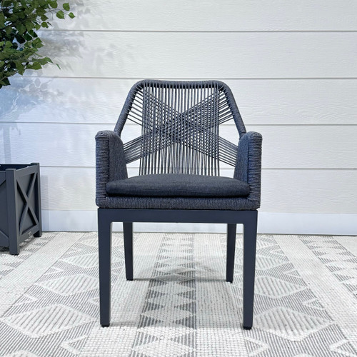 Yambuk Outdoor Aluminium and Rope Dining Chair - Charcoal Frame & Charcoal Rope