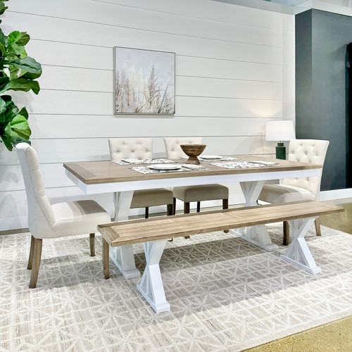 Shellharbour 250cm Table, 230cm Bench, 5x Dining Chairs Suite