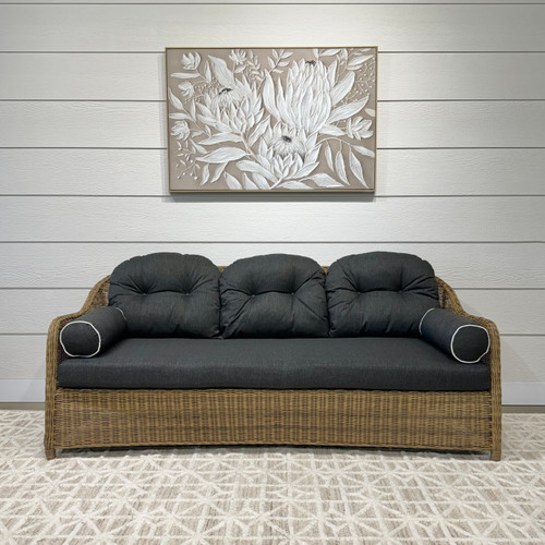 Mulwala Sofa, Loveseat, Armchair & Coffee Table - Brushed Wheat w/ Denim Cushions