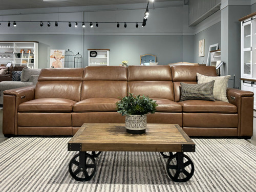 Sydney 4 Seater Sofa - Brown Leather NEW 3721-85 (LHF Loveseat, RHF Loveseat)