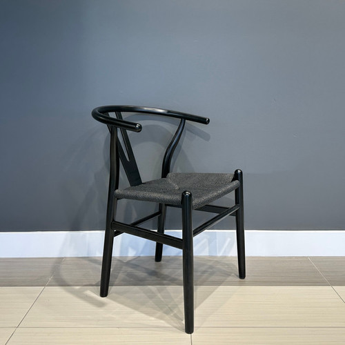 Wishbone Black Dining Chair w/ Black Seat - Set of 6