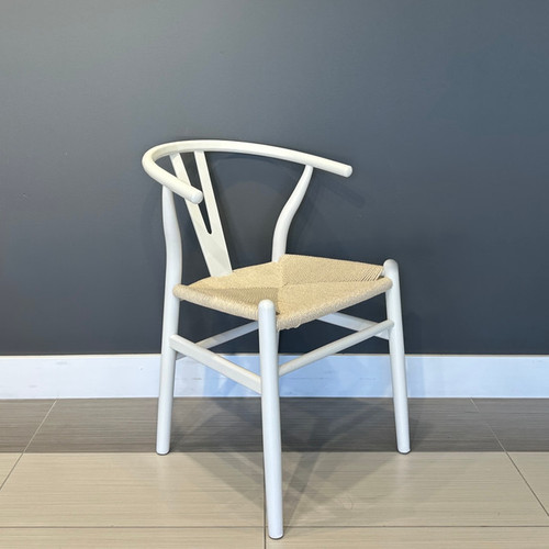 Wishbone Dining Chair - White w/ Natural Seat - Set of 10