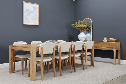 Broadbeach 240cm Dining Table & 8x Broadbeach Chairs - Fabric