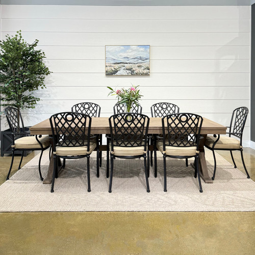 Herringbone 300cm Table & 10x Portarlington Dining Chairs - Bronze