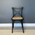 Marlo Dining Table, Bench Seat & 5 Cross Chair Black w/ Rattan Seat