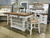 Provedore Two Tone Counter Table & 6x White Bar Stools Suite