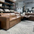 Sydney Corner Lounge w/ Armless chair - Brown Leather NEW 3721-85 (LHF Loveseat, Wedge, Armless Chair, RHF Loveseat)