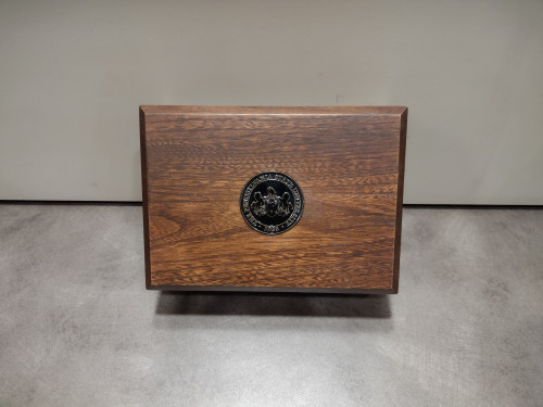 Walnut Stained Keepsake Box with Medallion
