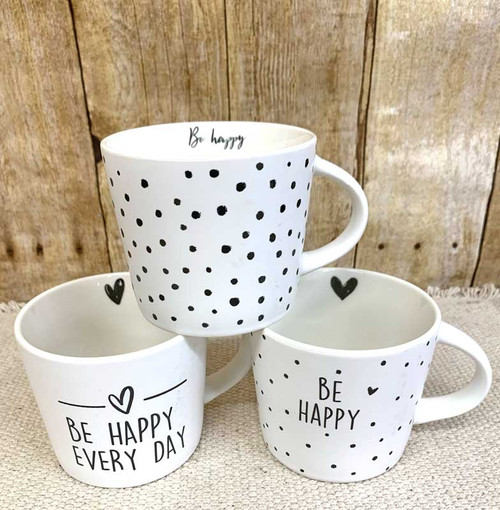 Set of 3 Be happy Mugs