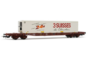 JOUEF HJ6213 4-axle container wagon Sgss with swap body "3 Suisses", period V. (DC)(HO)