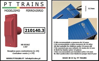 PT TRAINS 210140.3 CONTAINER VENTS (RED) 24 PIECES (H0)
