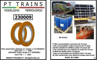 PT TRAINS 230009 ADHESIVE CARGO STRAPS ORANGE 2 PIECE (H0)