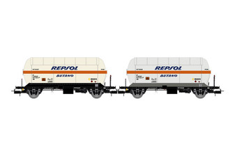 ELECTROTREN HE6066 RENFE, 2-unit set of 2-axle gas tank wagons Zgkk with sun roof, "REPSOL Butano", ep. IV (DC)(HO)