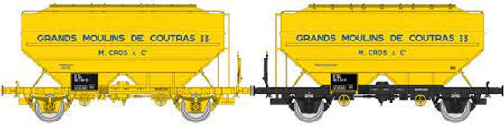 REE WB-732  Set de 2 wagons céréaliers « GRANDS MOULINS DE COUTRAS », jaunes, Ep. IV (DC)(HO)