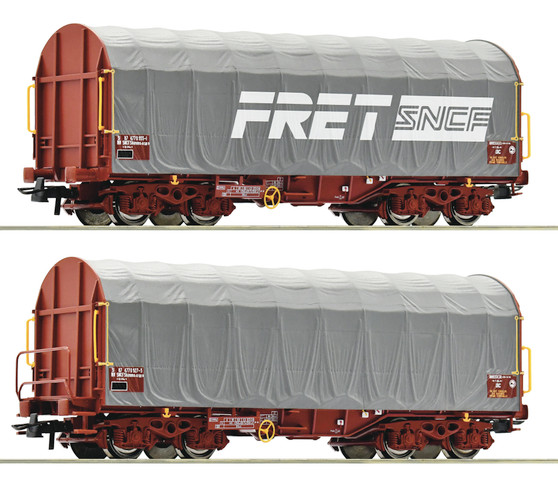 ROCO 77025  2 piece set: Sliding tarpaulin wagons, SNCF (DC)(HO)