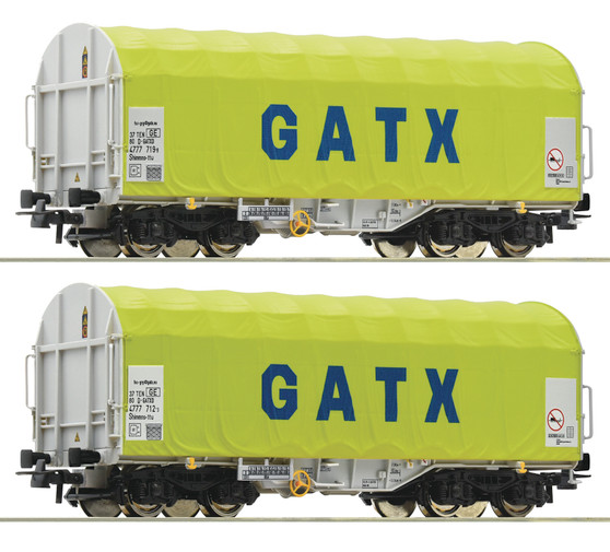 ROCO 76055 2 piece set slide tarpaulin wagons, GATX (DC)(HO)