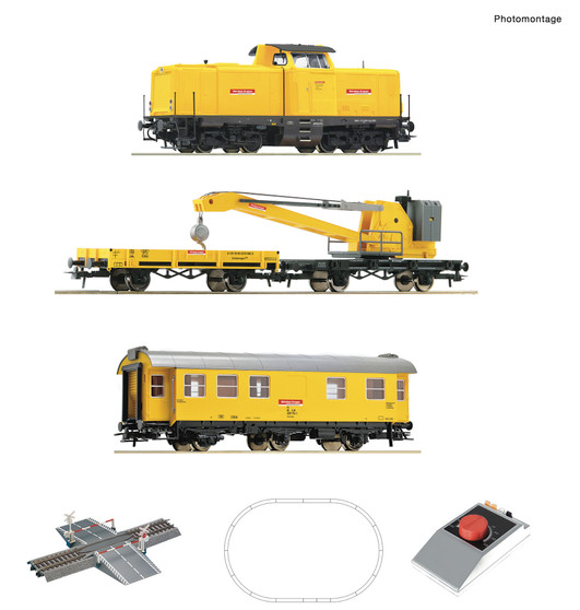 ROCO 5100002 - Analogue start set: Diesel locomotive class 212 with crane train, DB AG (DC)(H0)