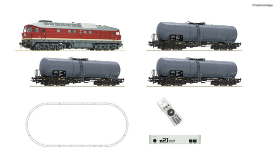 ROCO 5110002 - z21 start digital set: Diesel locomotive class 132 with tank wagon train, DR (DCC)(H0)