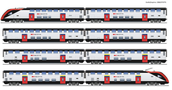 ROCO 7710007 -8-piece set: Long-distance double-deck train RABe 502, SBB (DCC SOUND)(H0)