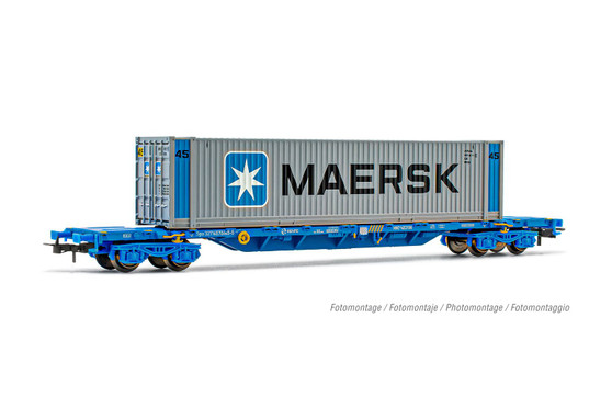 ELECTROTREN HE6044 HE6044 RENFE, 4-axle container wagon MMC3, with 45' container MAERSK (DC)(HO)