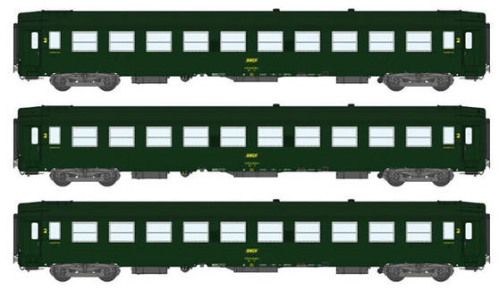 REE VB-172 Set de 3 Voitures OCEM RA PLM Ep.II (A3B5yfi 3475 / C4Dyi 12332 / C 9yfi 12107) (DC)(HO)