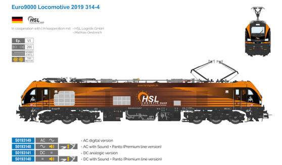 SUDEXPRESS S0193140 EURO9000 HSL 2019 314-4 (DCC SOUND PREMIUM)(H0)