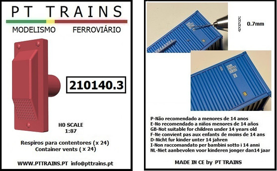 PT TRAINS 210140.3 CONTAINER VENTS (RED) 24 PIECES (H0)