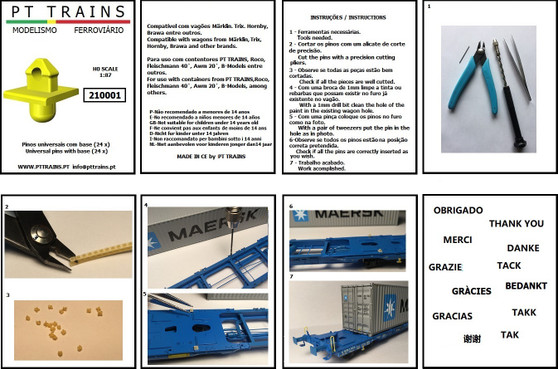 PT TRAINS 210001 24 UNIVERSAL PINS WITH BASE (H0)