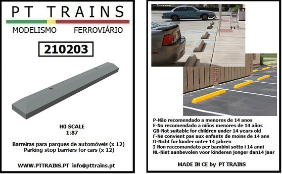 PT TRAINS 210203 PARKING STOP FOR CARS GREY 12 PIECE (H0)