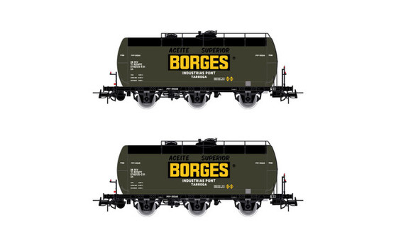 ELECTROTREN HE6052 RENFE, 2-unit set 3-axle tank wagon, Borges livery, ep. III (DC)(HO)