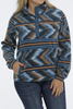 CINCH TEAL AZTEC FLEECE PULLOVER - LADIES SWEATSHIRT  - MAK9820009