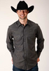 ROPER CHARCOAL DOBBY STRIPE GREY - MENS SHIRT  - 1-01-0144-0106GY