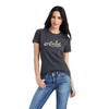 ARIAT WHEAT SCRIPT CHARCOAL HEATHER - LADIES TEE  - 10042722