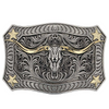 MONTANA SILVERSMITHS LONGHORN CREST FILIGREE - ACC BUCKLE  - A935