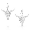 MONTANA SILVERSMITHS SILVER CHISELED STEER HEAD - ACCESSORIES JEWELRY EARRINGS - ER5397
