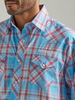 WRANGLER BLUE PLAID TEAM LOGO SNAP - MENS SHIRT  - 112327776