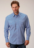 ROPER DIAMOND STAR GEO BLUE PRINT - MENS SHIRT  - 3-01-225-2022BU