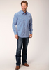 ROPER DIAMOND STAR GEO BLUE PRINT - MENS SHIRT  - 3-01-225-2022BU