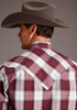 STETSON WINE SHADOW PLAID LONG SLEEVE - MENS SHIRT  - 11-01-0478-0368WI