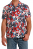 CINCH RED WHITE AND BLUE FLOWERS - MENS SHIRT  - MTW1401031