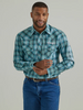 WRANGLER LOGO BLUE PLAID SNAP - MENS SHIRT  - 112330339