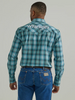 WRANGLER LOGO BLUE PLAID SNAP - MENS SHIRT  - 112330339