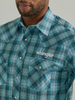 WRANGLER LOGO BLUE PLAID SNAP - MENS SHIRT  - 112330339