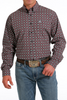 CINCH BURGUNDY GEOMETRIC PRINT - MENS SHIRT  - MTW1105597