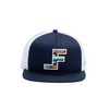 LANE FROST NAVY WHITE TRUCKER AZTEC LOGO - HATS CAP  - RUSTLER FLAT