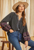 SAVANNA JANE STRIPPED MULTI EMBROIDERY - LADIES SHIRT  - T12392-1