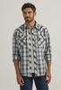 WRANGLER GREY AND BLACK PLAID SNAP - MENS SHIRT  - 112337981