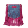 WRANGLER HOT PINK FRINGE DENIM POCKET - LADIES PURSES  - WG44-8360HPK