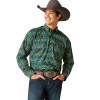 ARIAT EMMANUEL CLASSIC FIT GREEN - MENS SHIRT  - 10047187