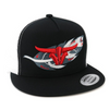 TORO BULL BLACK WHITE TRUCKER - HATS CAP  - FEATHER BLK WHITE FLAT